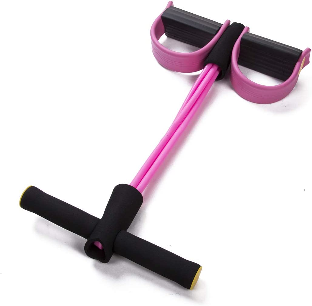 Foot Pedal Resistance Band Elastic Sit Up Pull Rope For Yoga And Fitness Tummy Trimmer Providing Durable Quality Comfortable Use (Random Color)