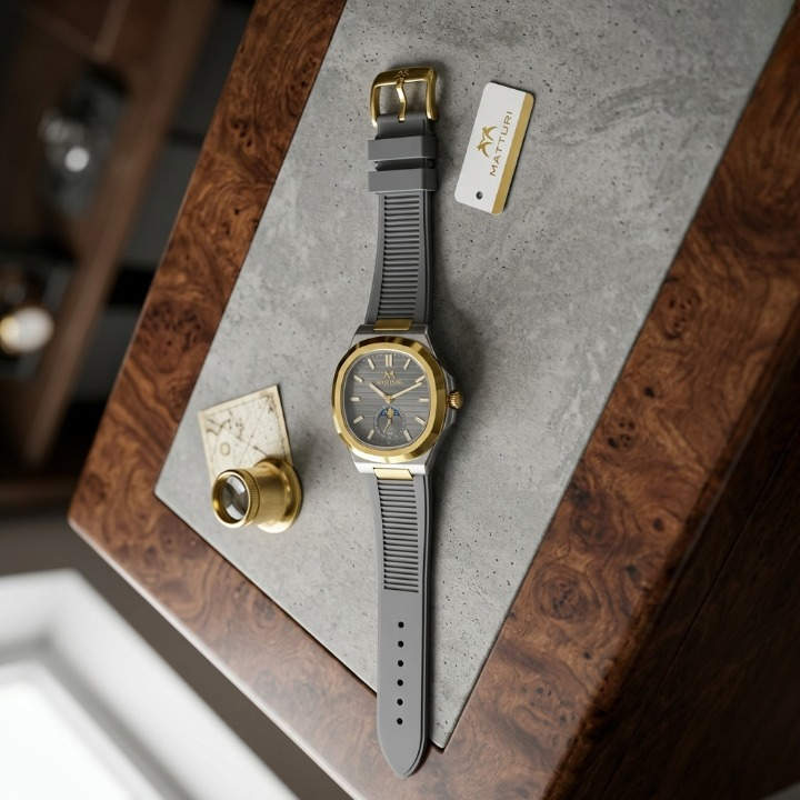 Matturi Fashion Luxury Sports Wristwatch Gold Plated Case Silicone Rubber Strap Non Waterproof Without Box