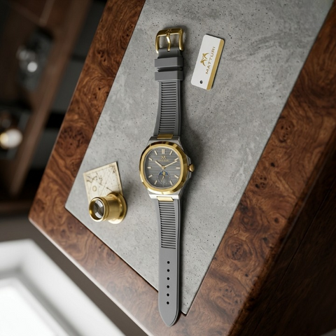 Matturi Fashion Luxury Sports Wristwatch Gold Plated Case Silicone Rubber Strap Non Waterproof Without Box