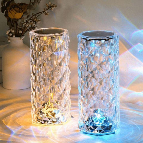 Crystal Lamp With Remote | RGB Rose Diamond Table Lamp Rechargeable | Diamond Crystal LED Light Lamp