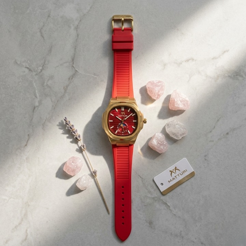 Matturi Fashion Luxury Sports Wristwatch Gold Plated Case Silicone Rubber Strap Non Waterproof Without Box
